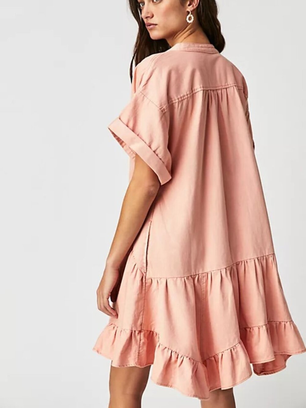 Free People Agnes Denim Mini Dress in pink